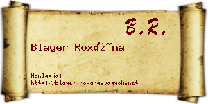 Blayer Roxána névjegykártya